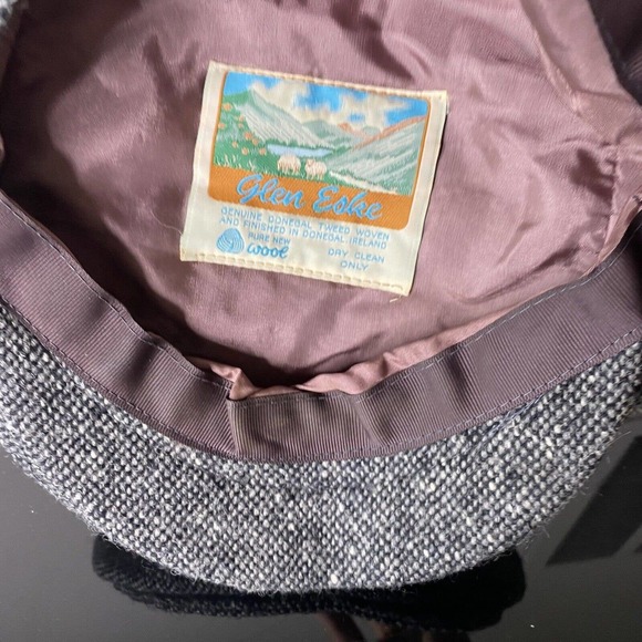 Glen Eske Donegal Ireland Tweed Gray Pure Wool Newsboy Hat Cap Sz Large - Picture 13 of 14